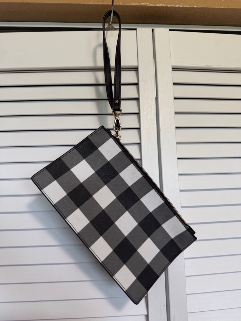 NWOT Vintage Michael Kors Black and White Checkered Wristlet Pouch - Picture 2 of 8
